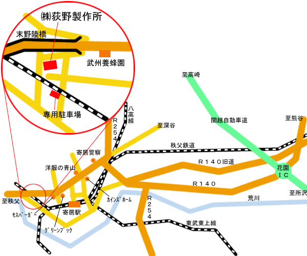 �i���j���쐻�쏊�܂ł̒n�}